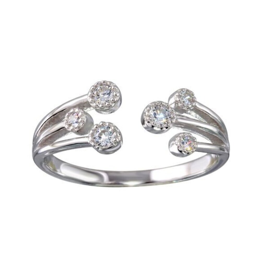 6 Cubic zirconia Open End Ring Band size 8